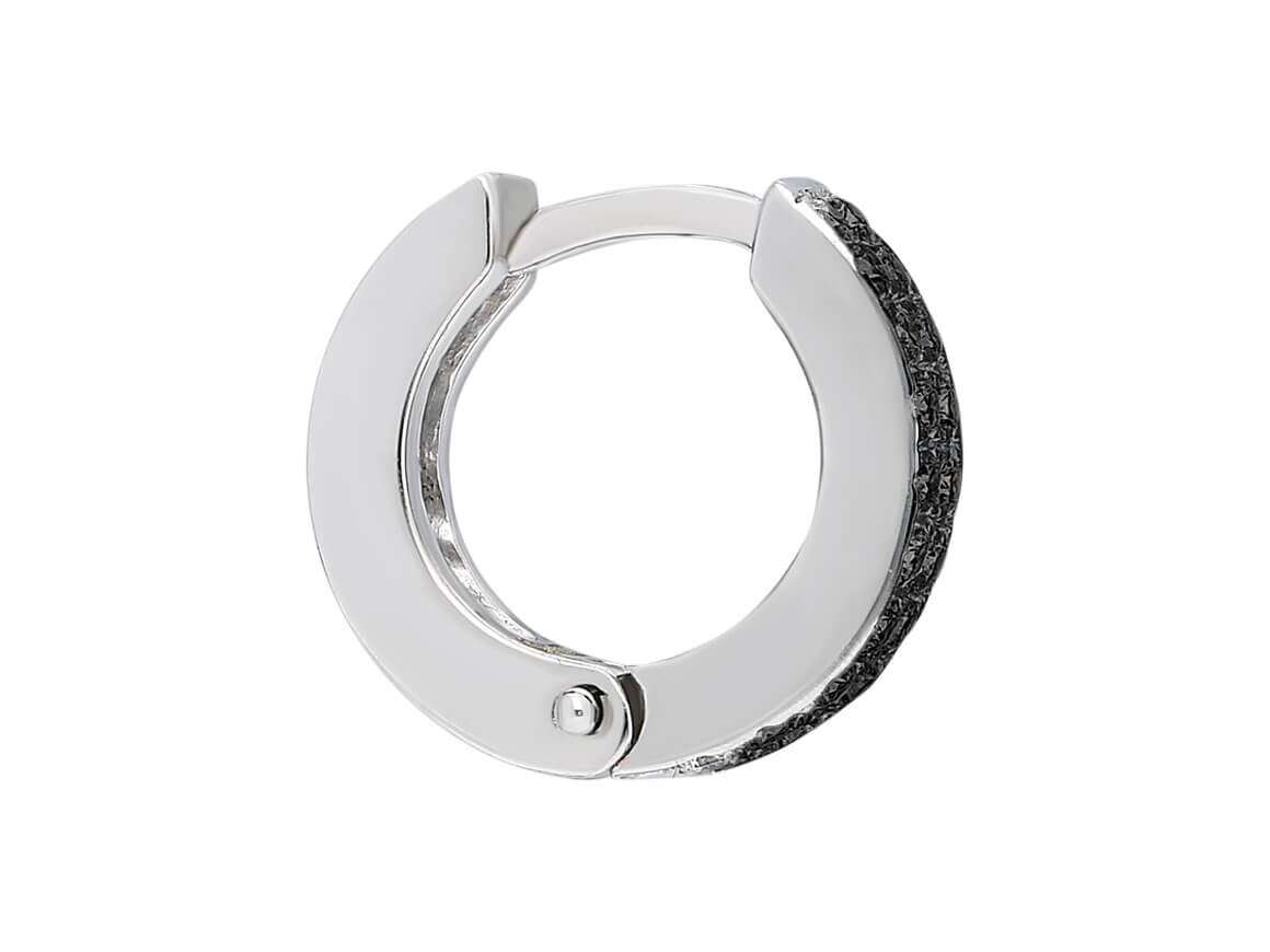 0.13 total carat black diamond men's hoop earrings in 14 K white gold