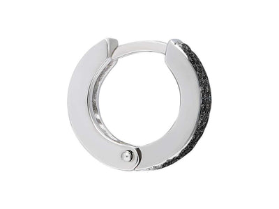 0.13 total carat black diamond men's hoop earrings in 14 K white gold