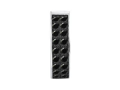 two rows of black diamond men's hoop earrings in white gold