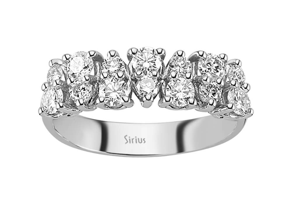 0,98 Karat Doppelreihiger Diamant Allianz in 585er 14 K Weißgold - handgefertigter Diamantschmuck aus Feingold | Sirius Diamant