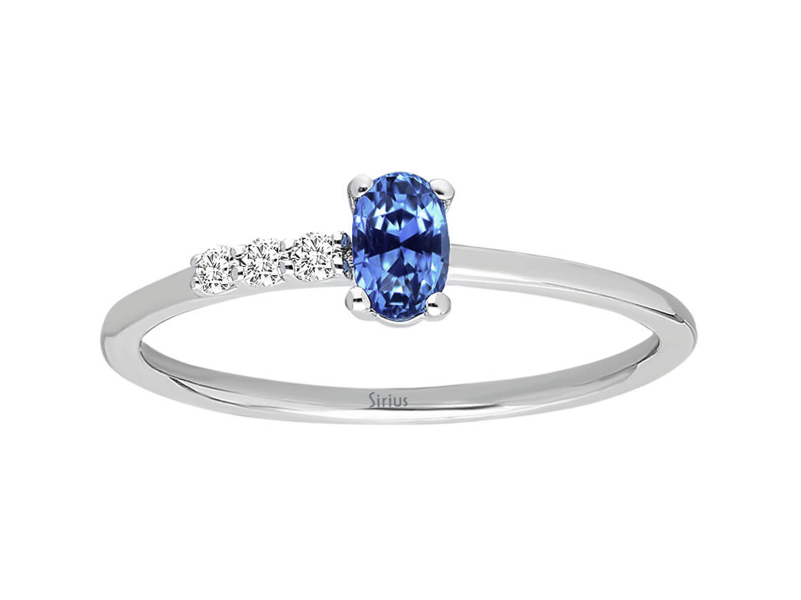Minimal Saphirring mit Diamanten - handgefertigter Diamantschmuck aus Feingold | Sirius Diamant