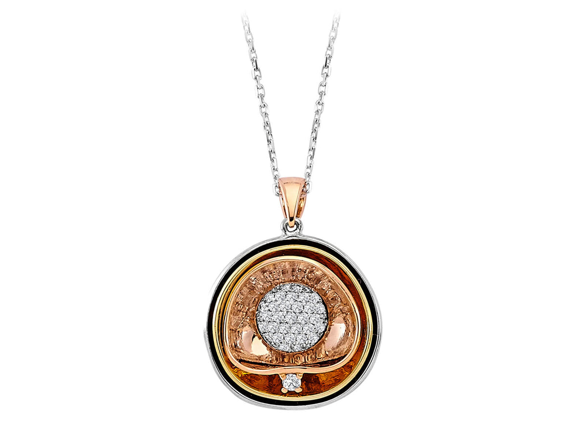 0,24 Gesamtkarat Diamant Pave Collier in 14 Karat Rot- und Weißgold - handgefertigter Diamantschmuck aus Feingold | Sirius Diamant