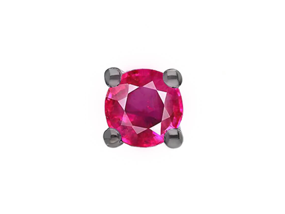 0.33 Carat Pink Sapphire Solitaire Men's Earring in 14 K White Gold 