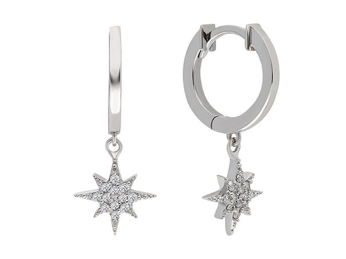 0,12 Carat Diamant Polarstern Ohringe in 14 K - handgefertigter Diamantschmuck aus Feingold | Sirius Diamant