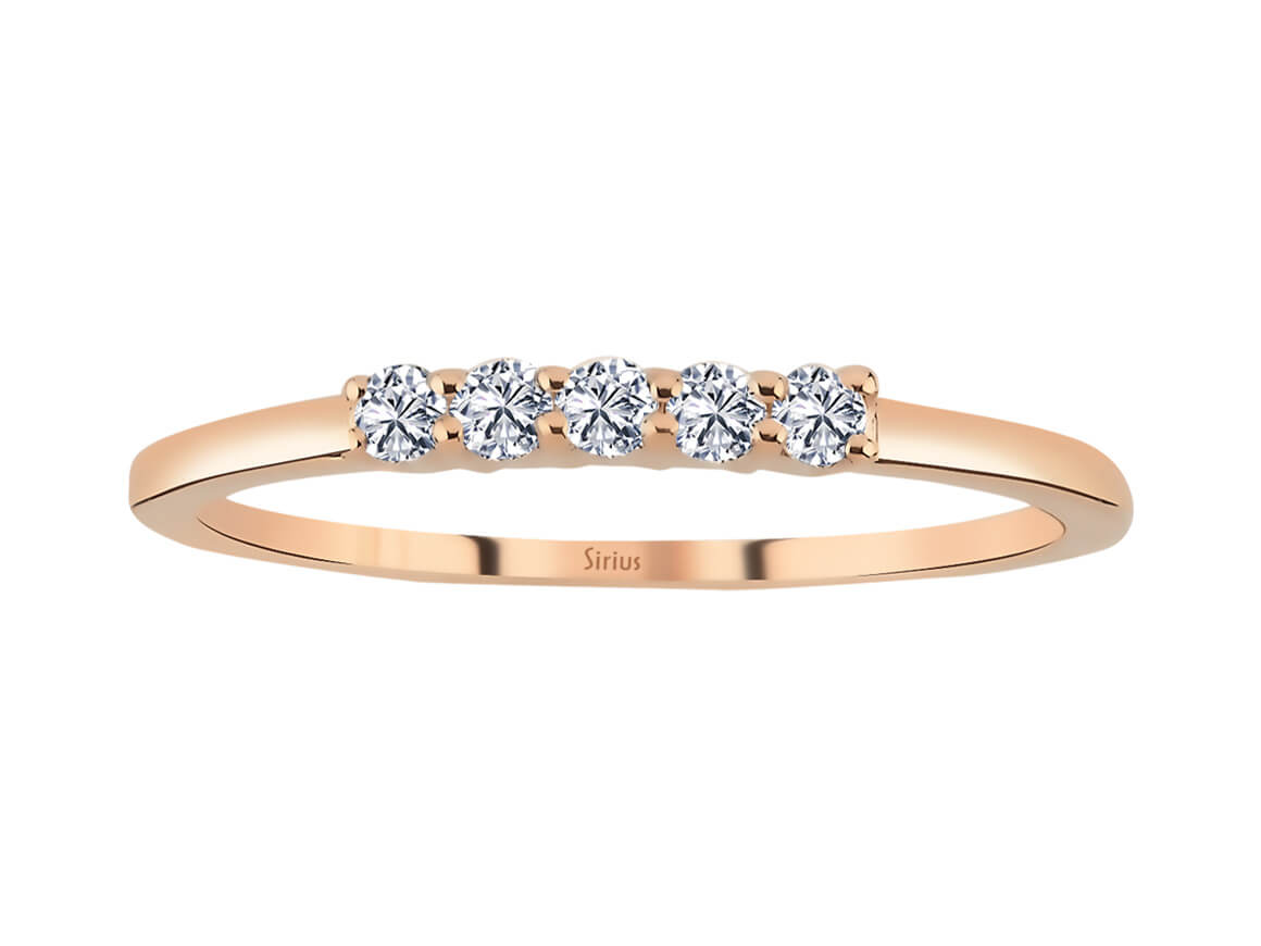 0,15 Karat Diamant 5 Dimanten Allianz - handgefertigter Diamantschmuck aus Feingold | Sirius Diamant