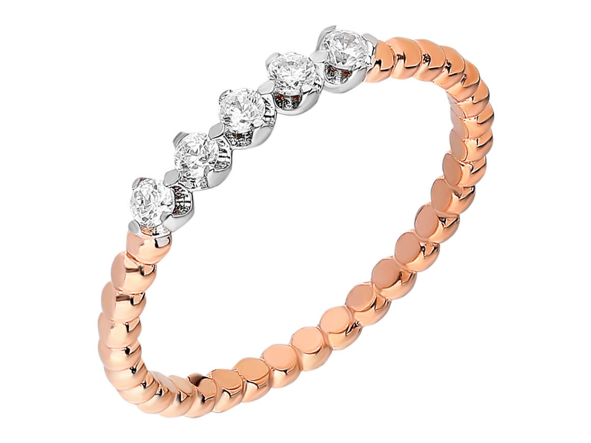 0,18 Carat Diamant 5 Diamanten Allianz - handgefertigter Diamantschmuck aus Feingold | Sirius Diamant