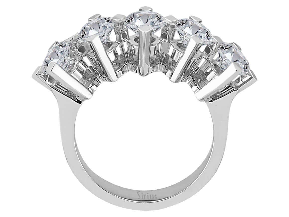 2,62 Carat Diamant 5 Stein Allianz in 585er 14 Karat Weißgold - handgefertigter Diamantschmuck aus Feingold | Sirius Diamant