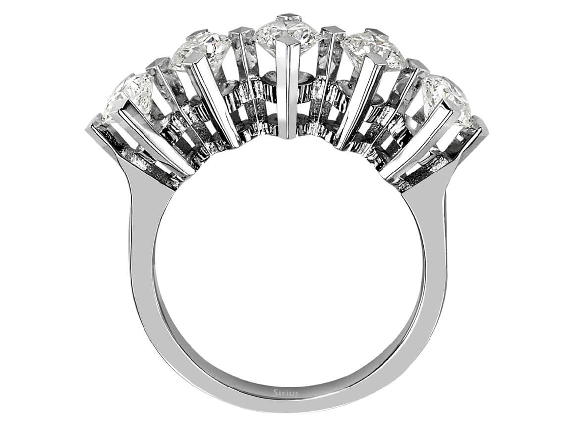 2.10 Carat Diamond 5 Stone Alliance in 14 K White Gold