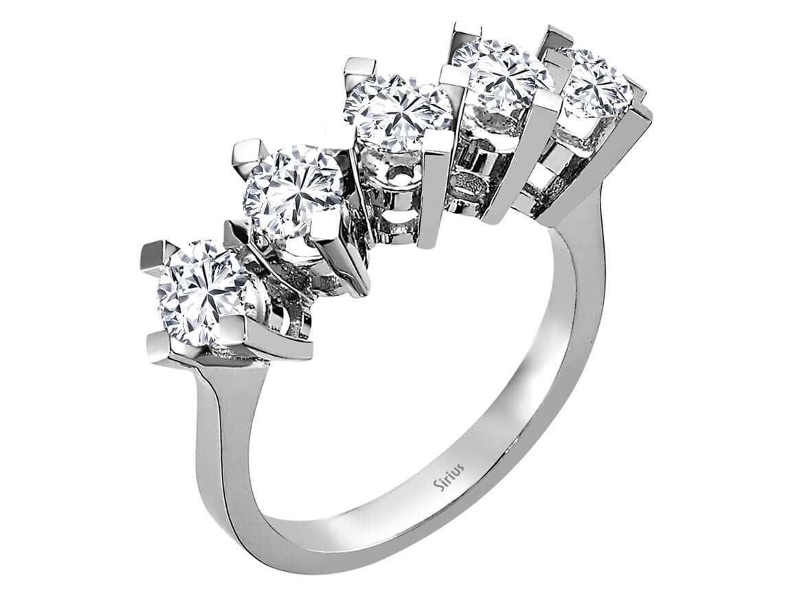 2.10 Carat Diamond 5 Stone Alliance in 14 K White Gold