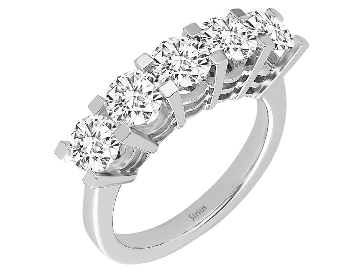 2,50 Carat Diamant 5 Stein Allianz in 14 K Weißgold - handgefertigter Diamantschmuck aus Feingold | Sirius Diamant
