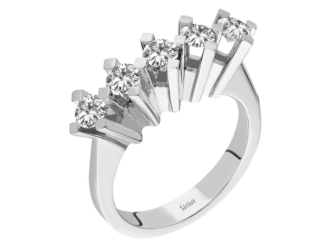 0,77 Carat Diamant 5 Diamanten Allianz - handgefertigter Diamantschmuck aus Feingold | Sirius Diamant