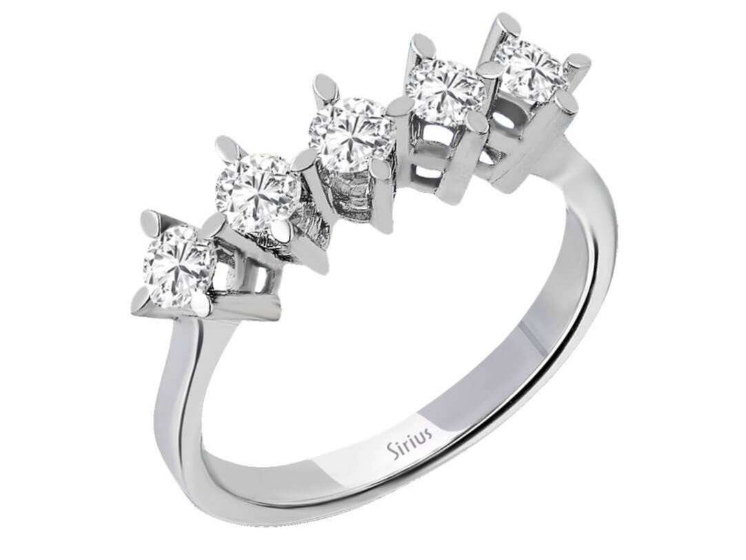 0,55 Carat Diamant 5 Diamanten Allianz – handgefertigter Diamantschmuck aus Feingold | Sirius Diamant