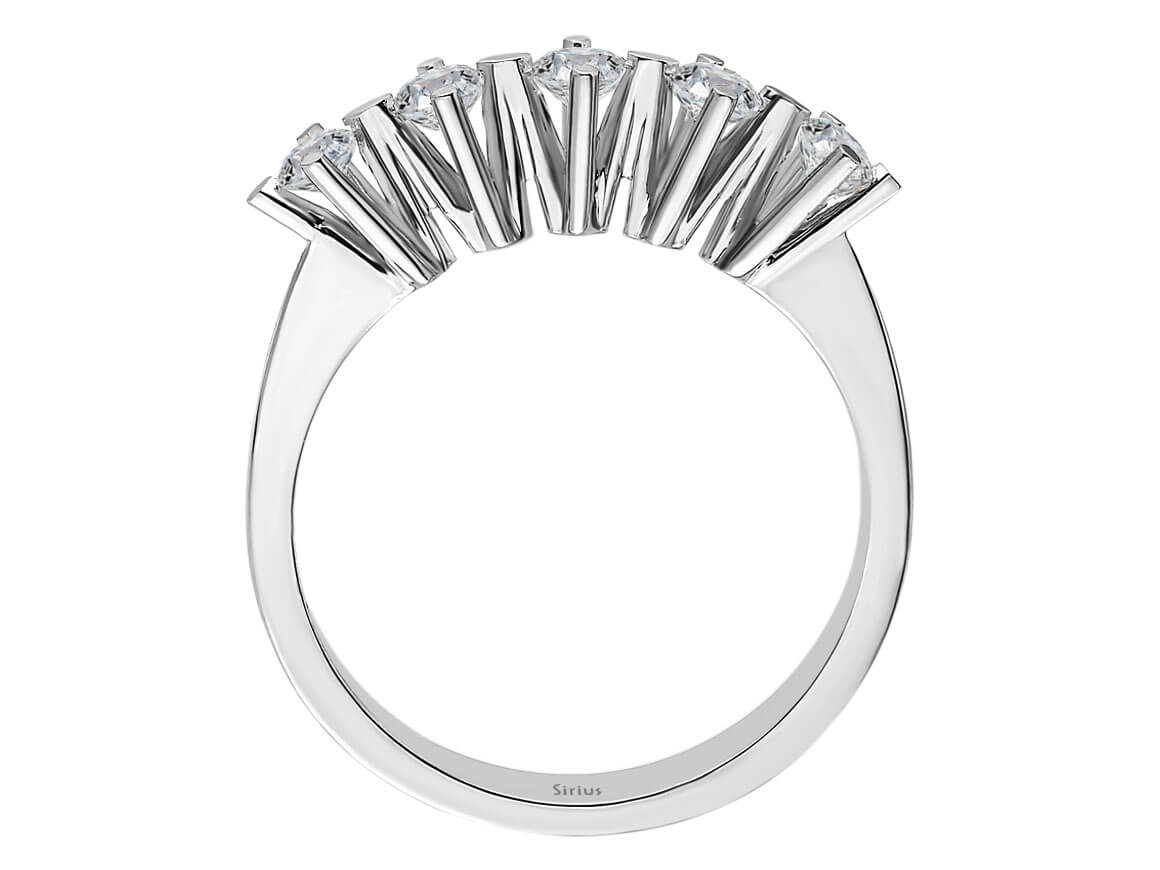 0,45 Carat Diamant 5 Diamanten Allianz in 585er 14K Weißgold - handgefertigter Diamantschmuck aus Feingold | Sirius Diamant