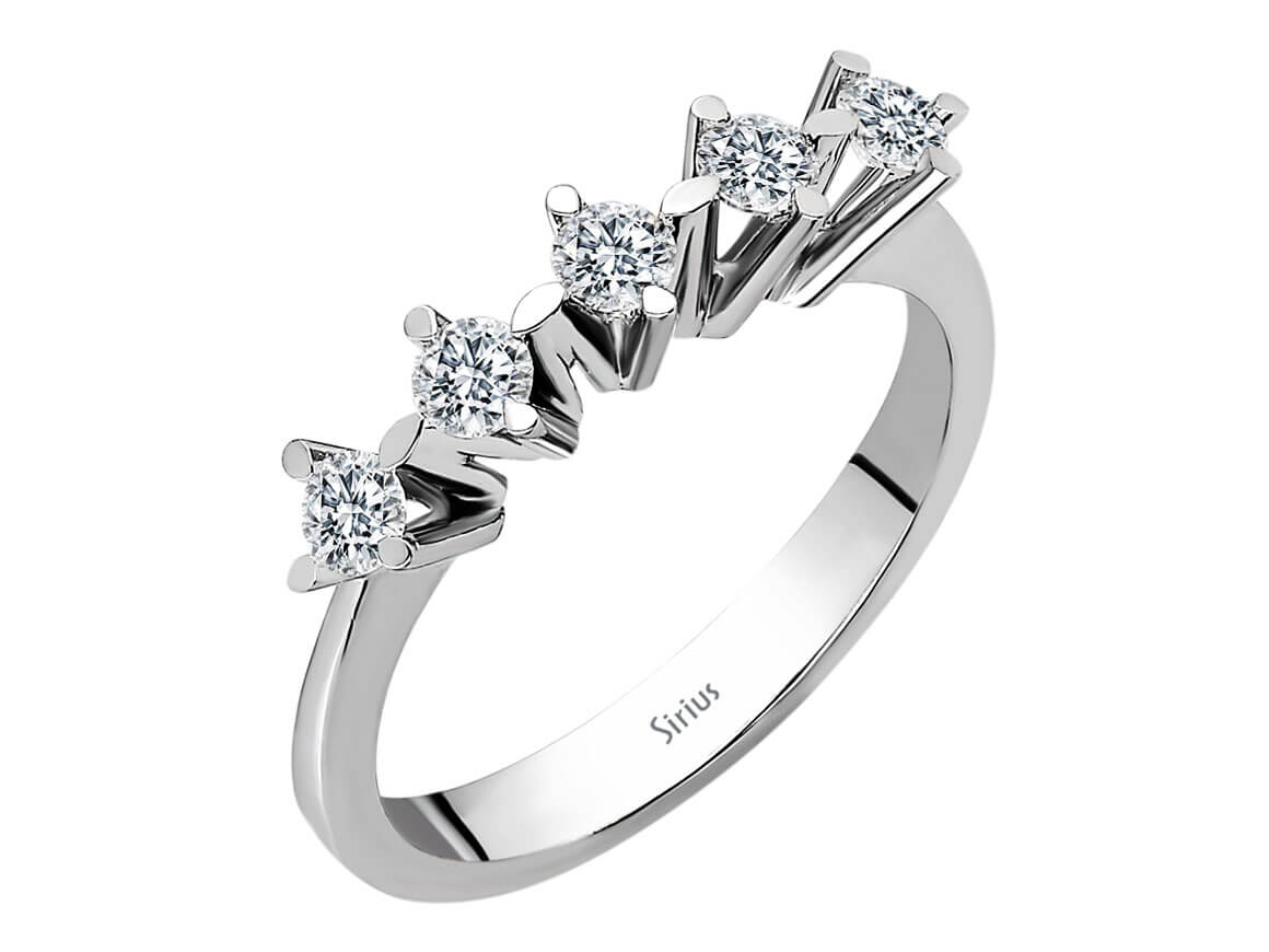 0,45 Carat Diamant 5 Diamanten Allianz in 585er 14K Weißgold - handgefertigter Diamantschmuck aus Feingold | Sirius Diamant