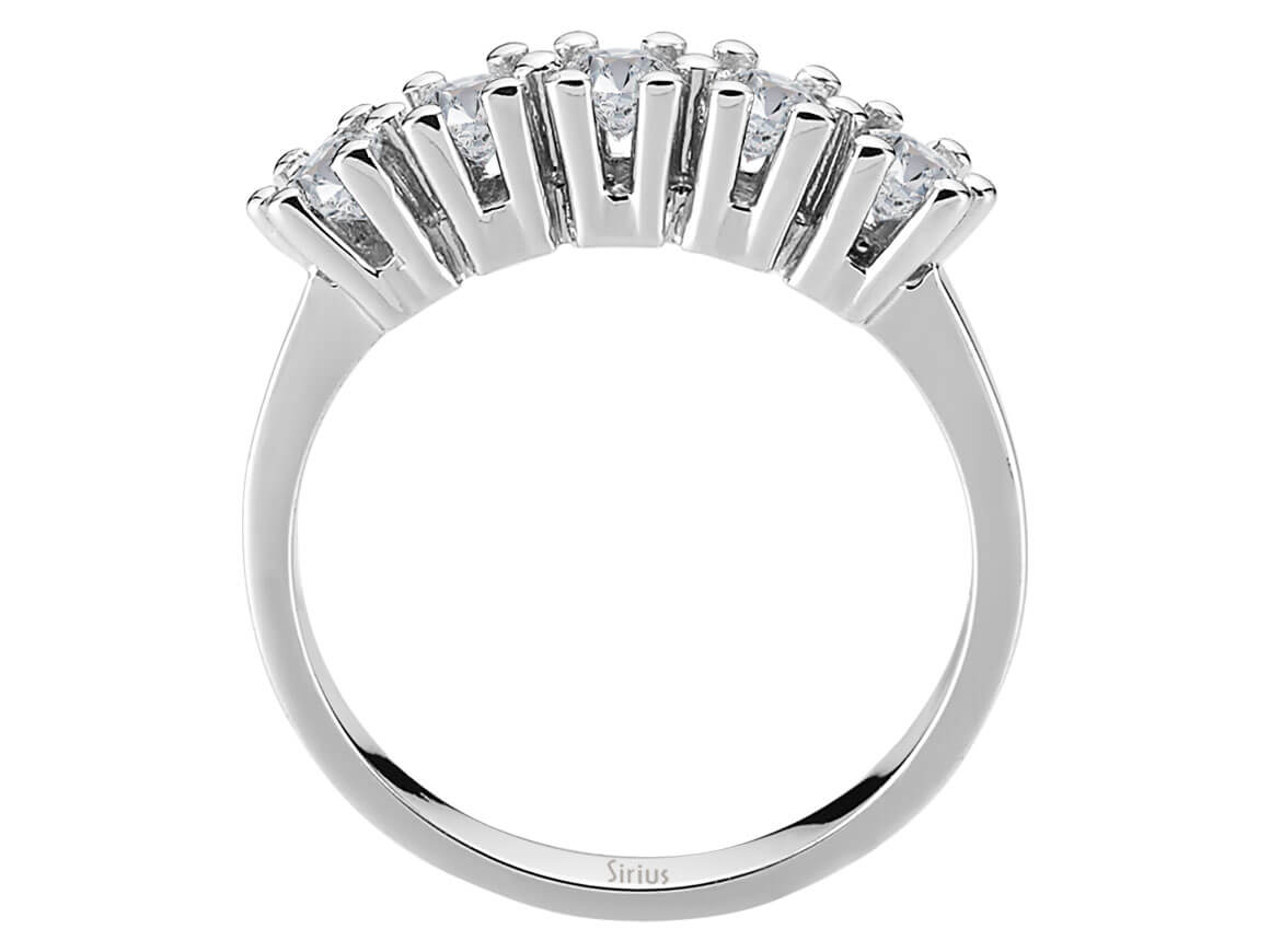 0,70 Carat 5 Diamanten Allianz in 585 er 14 Karat Weißgold - handgefertigter Diamantschmuck aus Feingold | Sirius Diamant