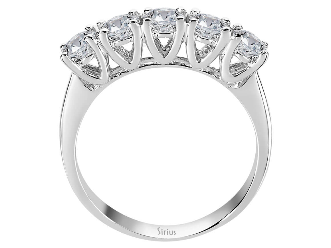 1,07 Carat Diamant 5 Diamanten Allianz in 585er 14 Karat Weißgold - handgefertigter Diamantschmuck aus Feingold | Sirius Diamant