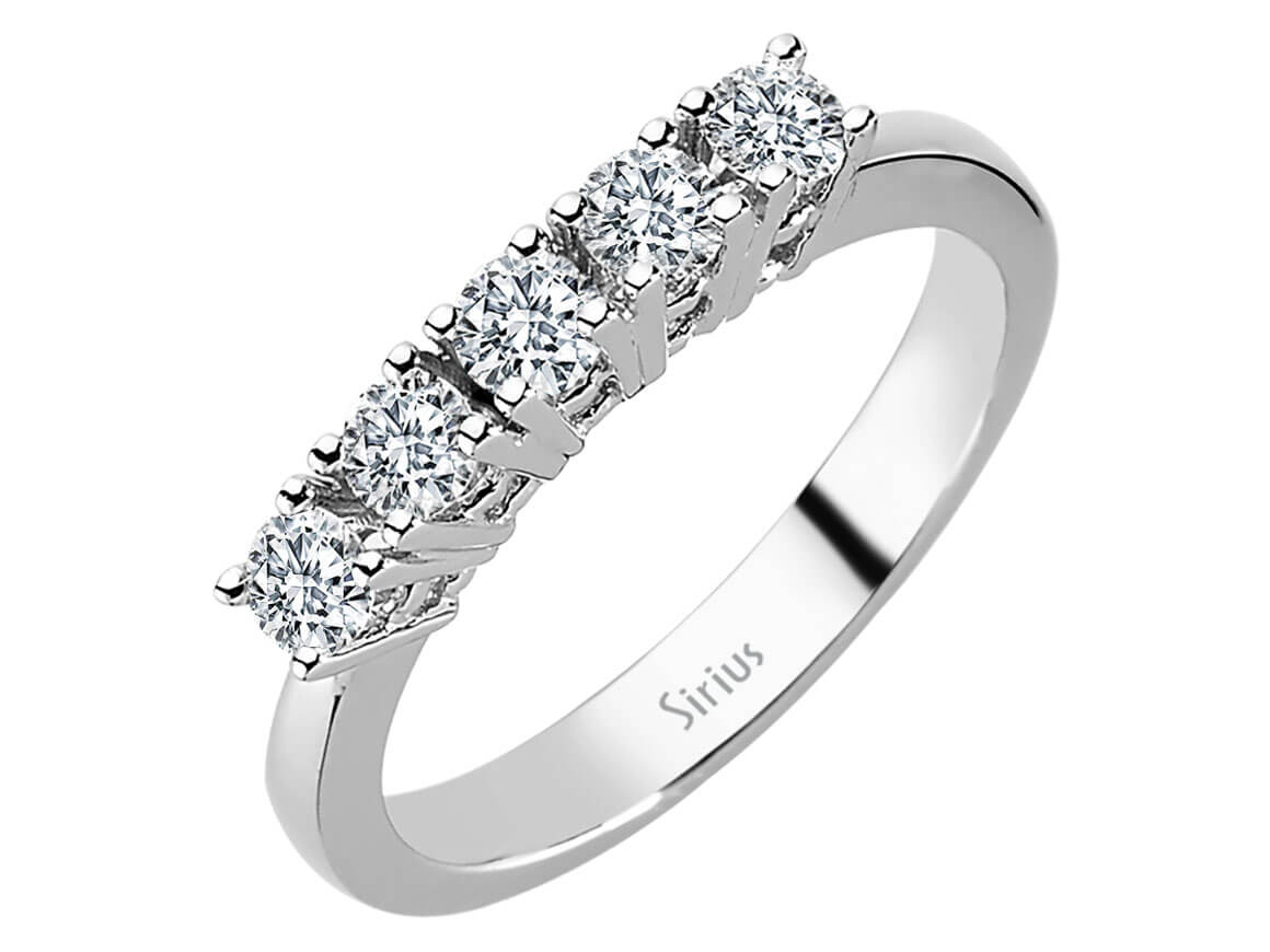 0,58 Carat Diamant 5 Diamanten Allianz in 585er 14 K Weißgold - handgefertigter Diamantschmuck aus Feingold | Sirius Diamant