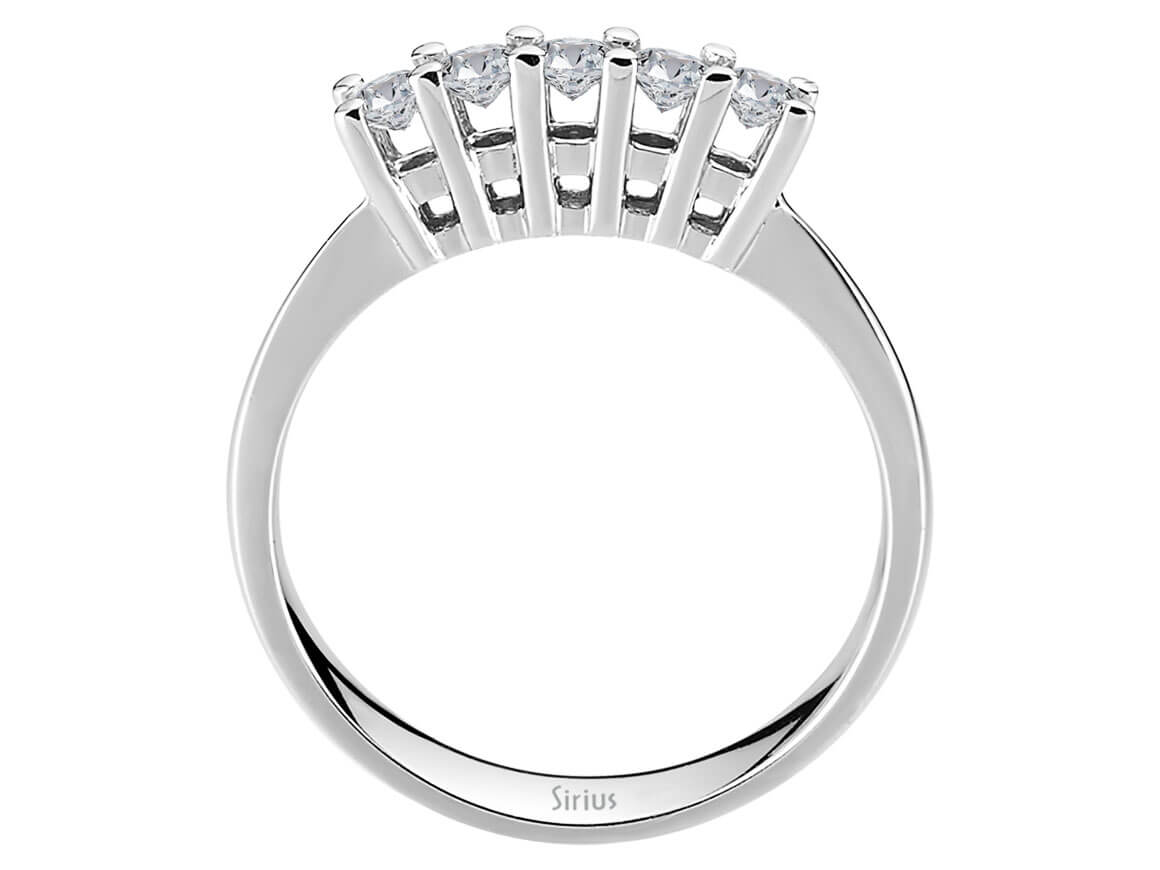 0,42 Carat Diamant 5 Diamanten Allianz in 585er 14 K Weißgold - handgefertigter Diamantschmuck aus Feingold | Sirius Diamant