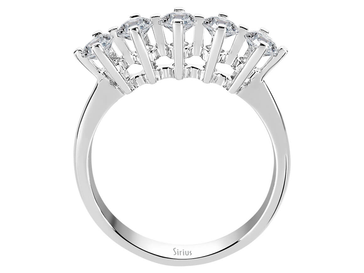 0,96 Carat 5 Diamanten Allianz in 585er 14 K Weißgold - handgefertigter Diamantschmuck aus Feingold | Sirius Diamant