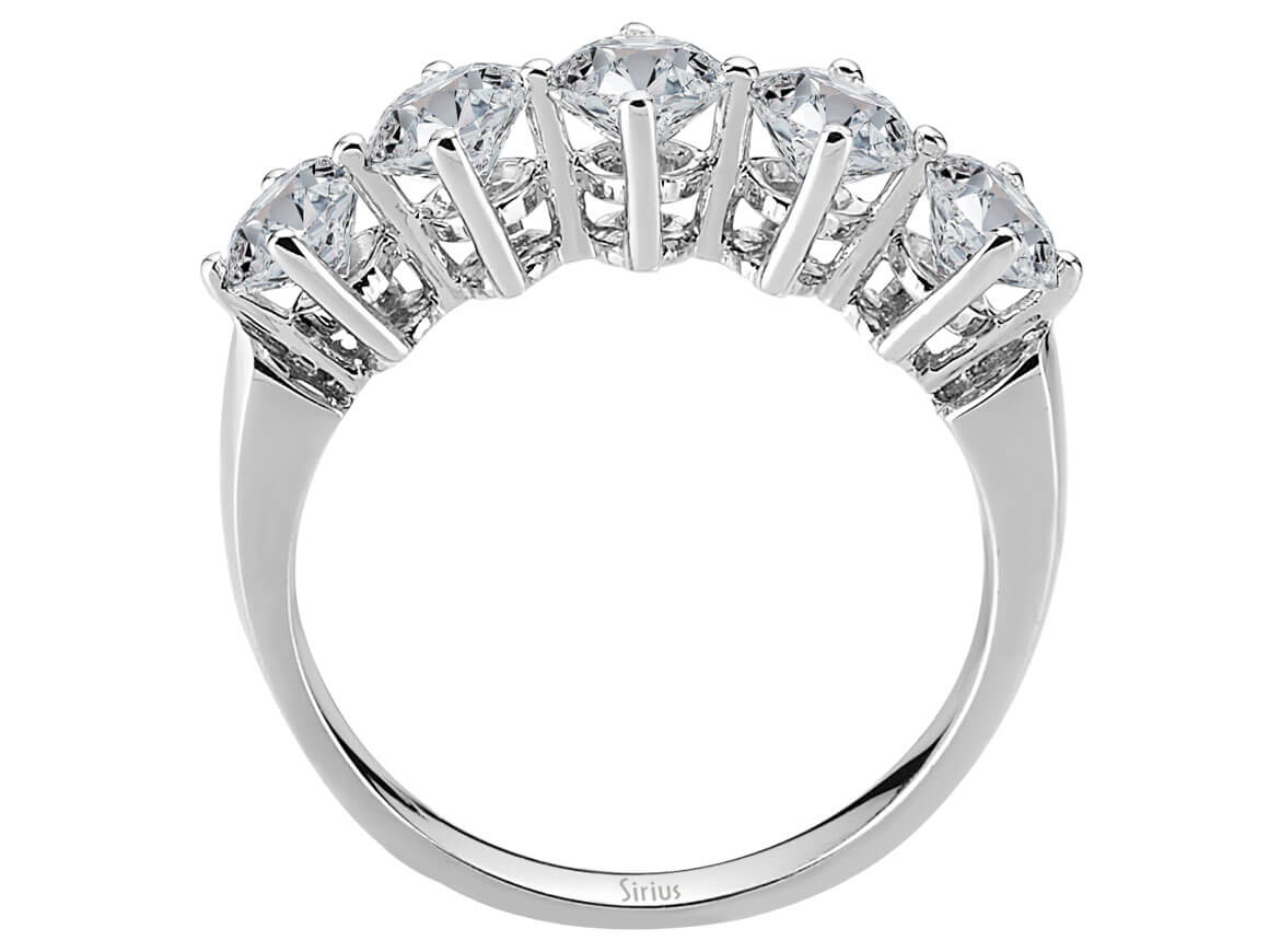 1,70 Karat 5 Diamanten Allianz in 585er 14 Karat Weißgold - handgefertigter Diamantschmuck aus Feingold | Sirius Diamant