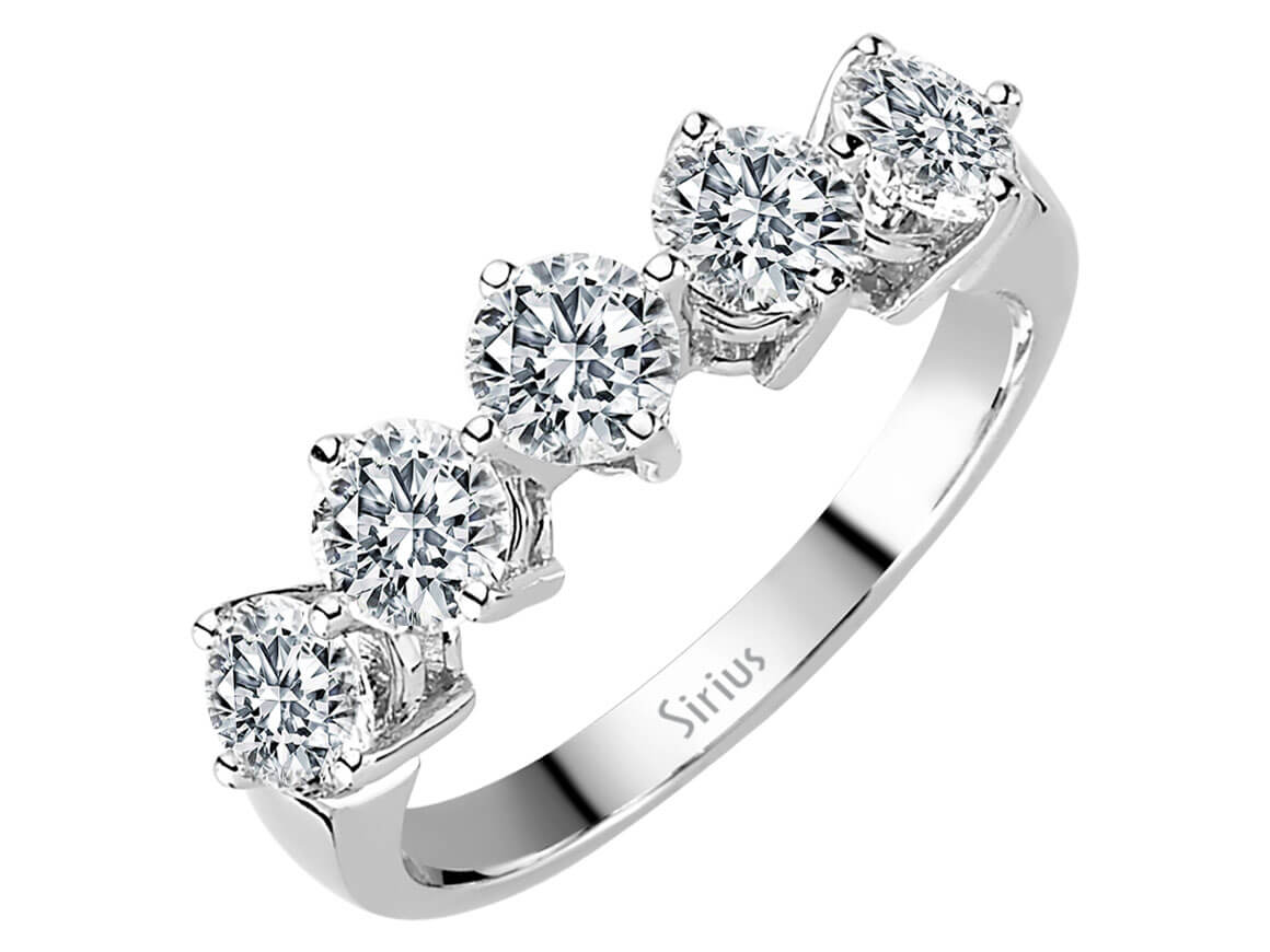 1,70 Karat 5 Diamanten Allianz in 585er 14 Karat Weißgold - handgefertigter Diamantschmuck aus Feingold | Sirius Diamant