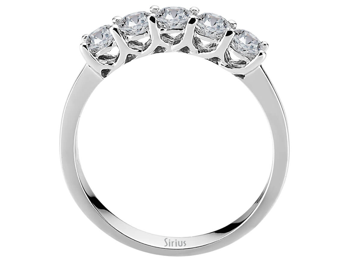 0,81 Carat 5 Diamanten Allianz in 585er 14 K Weißgold - handgefertigter Diamantschmuck aus Feingold | Sirius Diamant