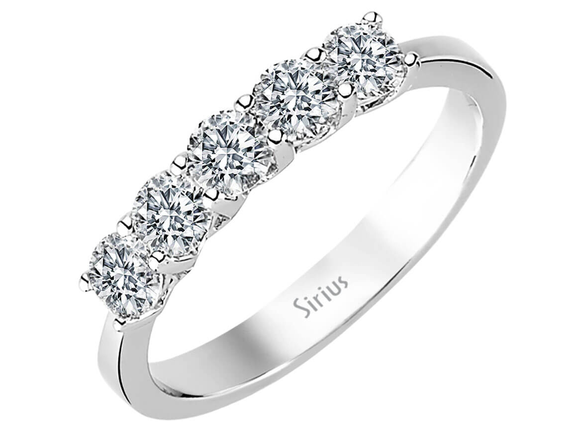 0,81 Carat 5 Diamanten Allianz in 585er 14 K Weißgold - handgefertigter Diamantschmuck aus Feingold | Sirius Diamant