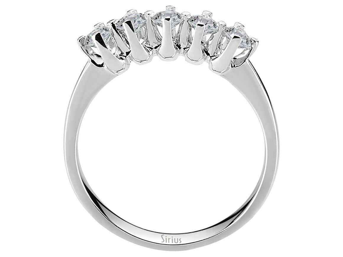 0,58 Carat Diamant 5 Diamanten Allianz in 585er 14 K Weißgold - handgefertigter Diamantschmuck aus Feingold | Sirius Diamant
