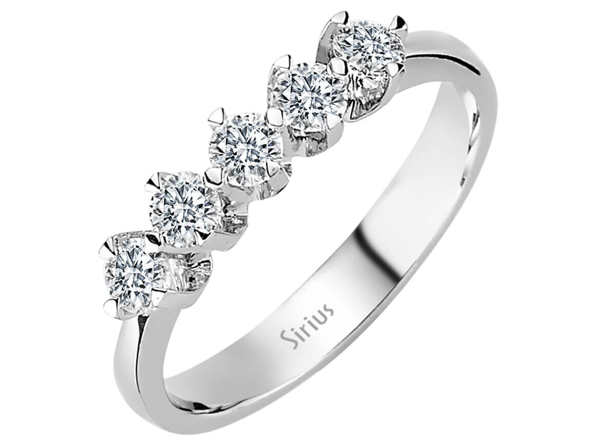 0,58 Carat Diamant 5 Diamanten Allianz in 585er 14 K Weißgold - handgefertigter Diamantschmuck aus Feingold | Sirius Diamant
