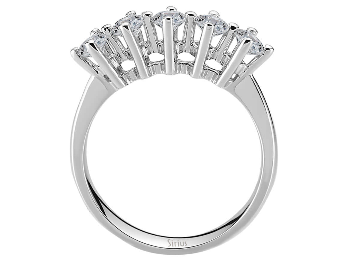 0,95 Carat 5 Diamanten Allianz in 585er 14 K Weißgold - handgefertigter Diamantschmuck aus Feingold | Sirius Diamant
