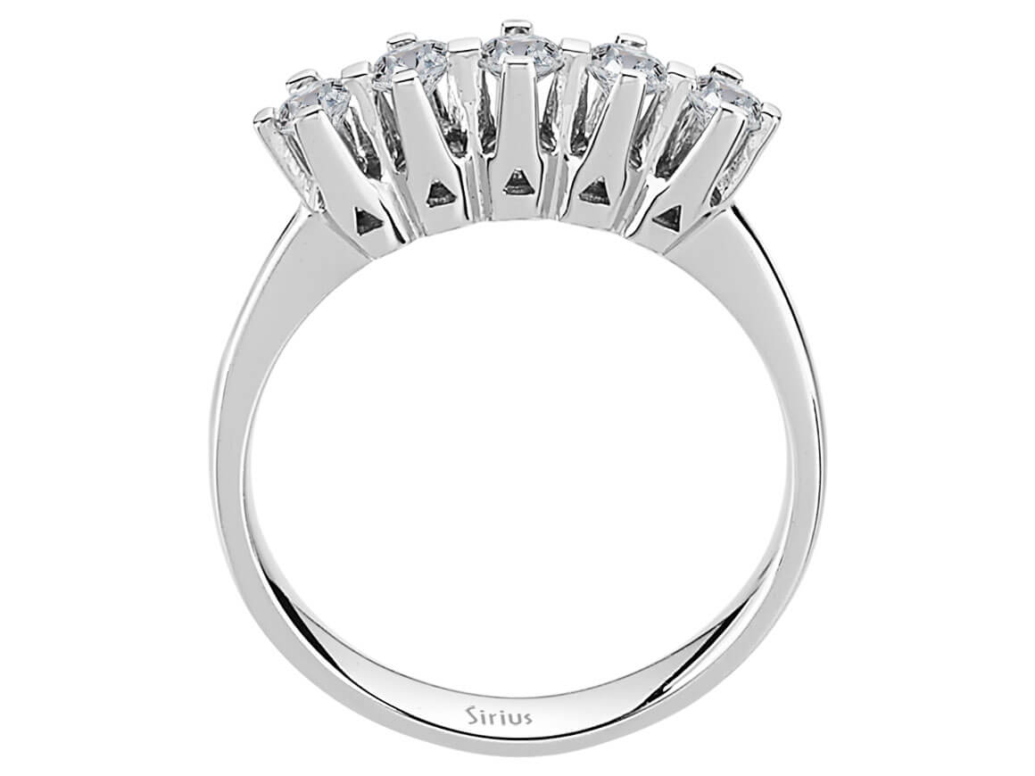 0,47 Carat Diamant 5 Diamanten Allianz in 585er 14 K Weißgold - handgefertigter Diamantschmuck aus Feingold | Sirius Diamant