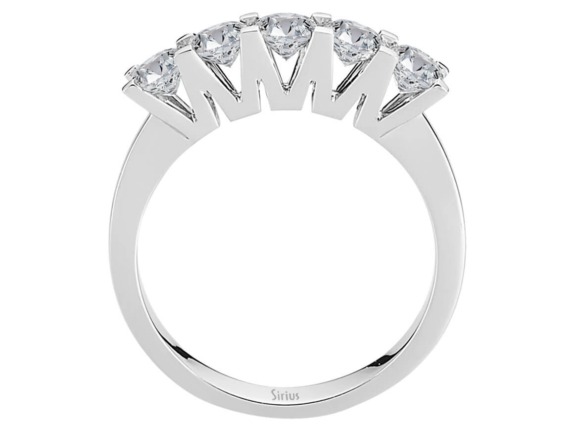 1,18 Karat 5 Diamanten Allianz in 14 Karat Weißgold - handgefertigter Diamantschmuck aus Feingold | Sirius Diamant