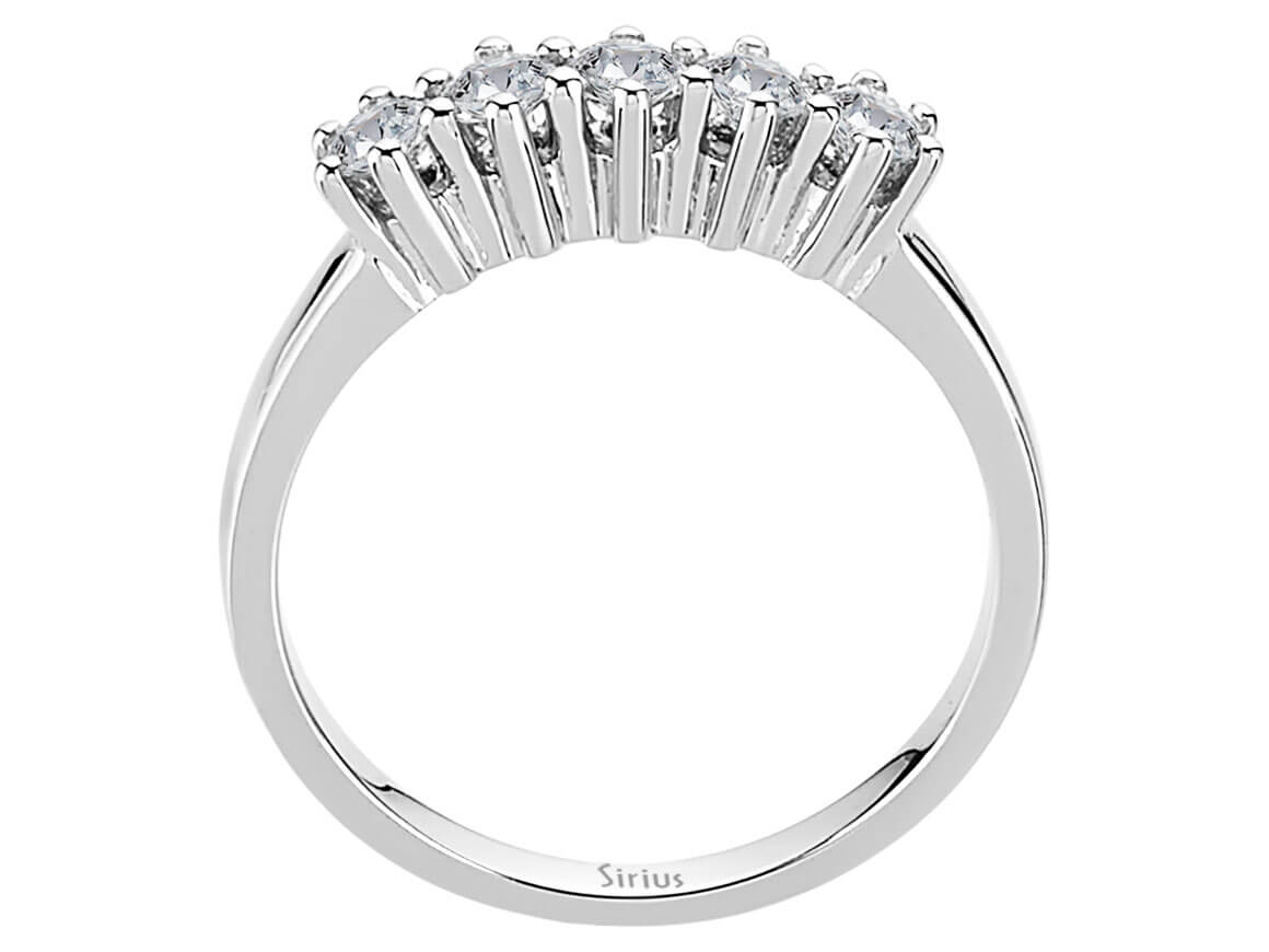 0,46 Carat Diamant 5 Diamanten Allianz in 585er 14 Karat Weißgold - handgefertigter Diamantschmuck aus Feingold | Sirius Diamant