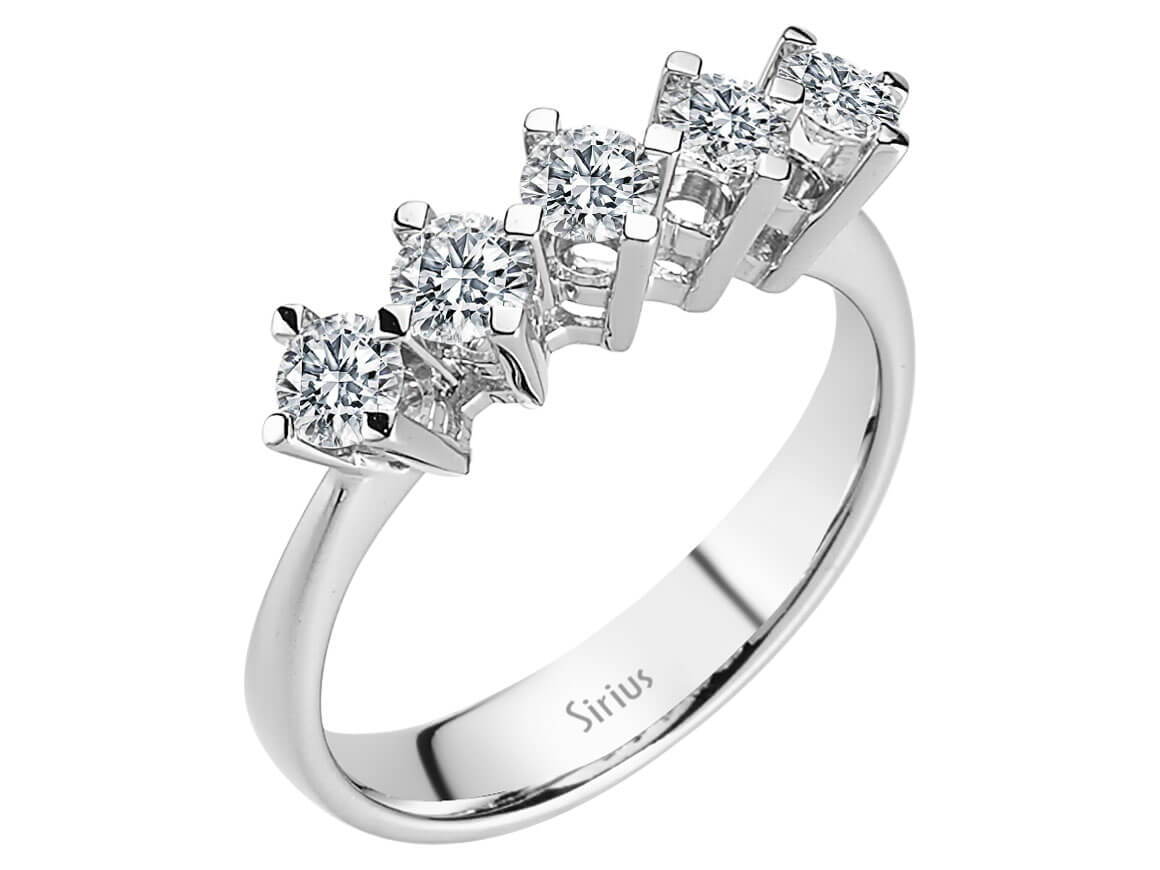 0.80 carat diamond 5 stone alliance in 14 carat white gold