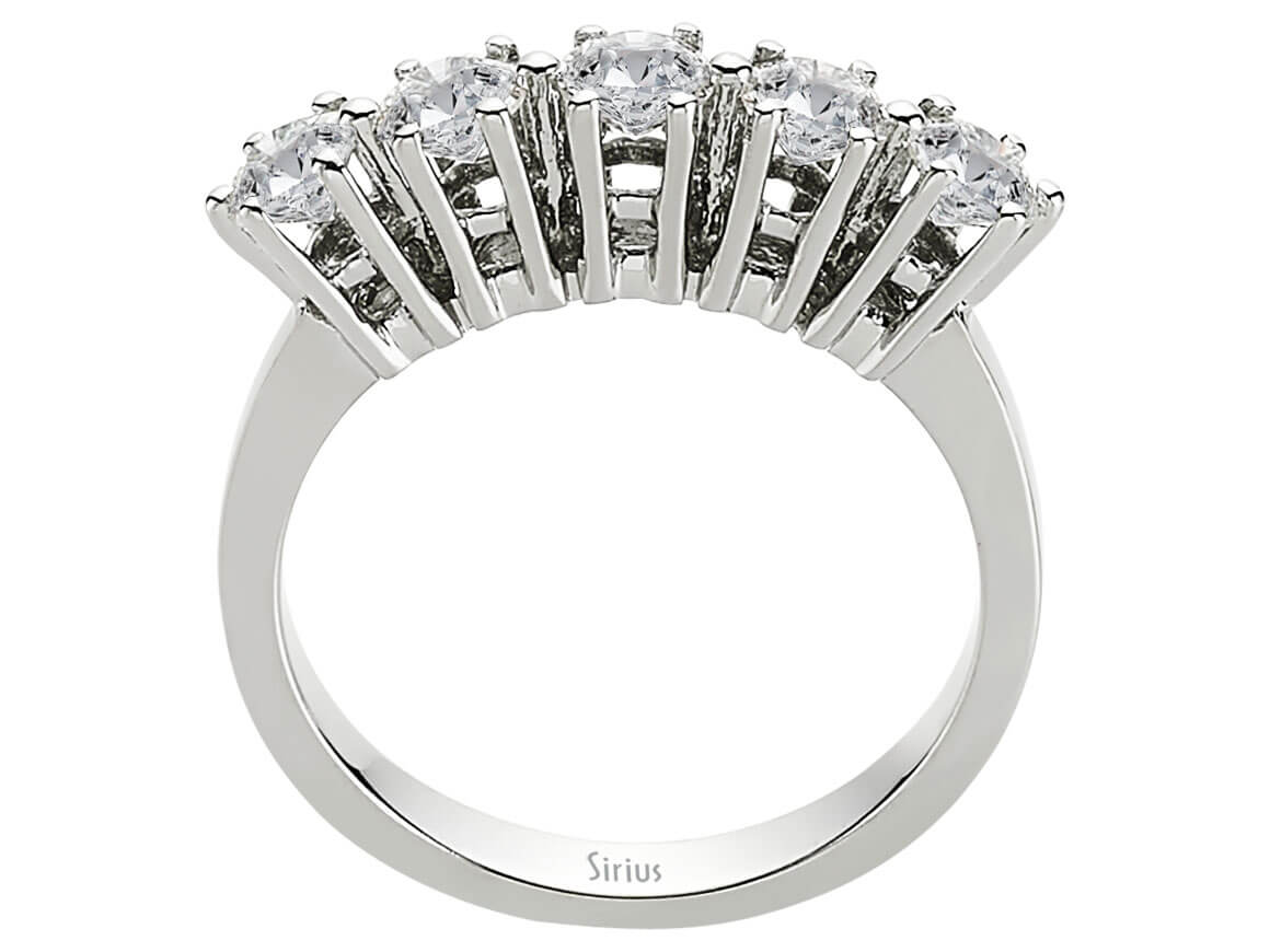 1,16 ct. 5 Diamanten Allianz in 585er 14 K Weißgold – handgefertigter Diamantschmuck aus Feingold | Sirius Diamant