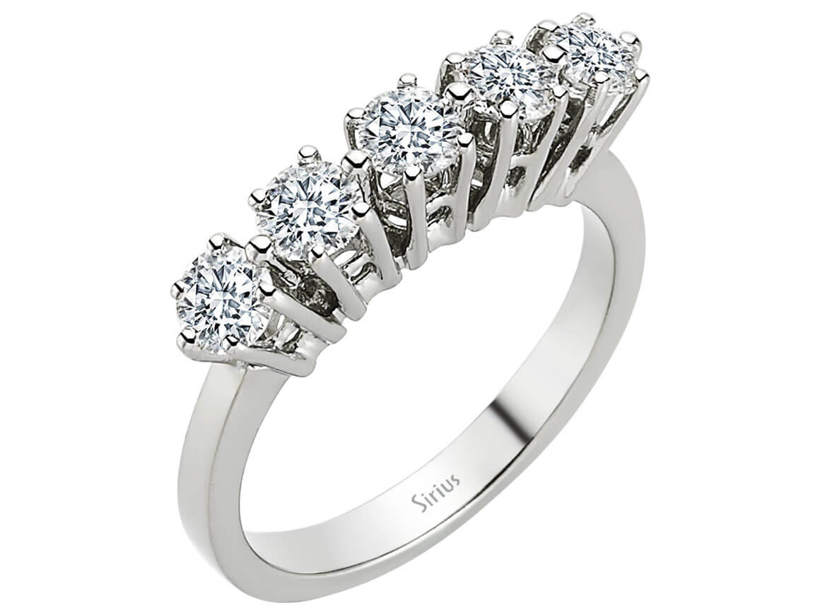 1,16 ct. 5 Diamanten Allianz in 585er 14 K Weißgold – handgefertigter Diamantschmuck aus Feingold | Sirius Diamant