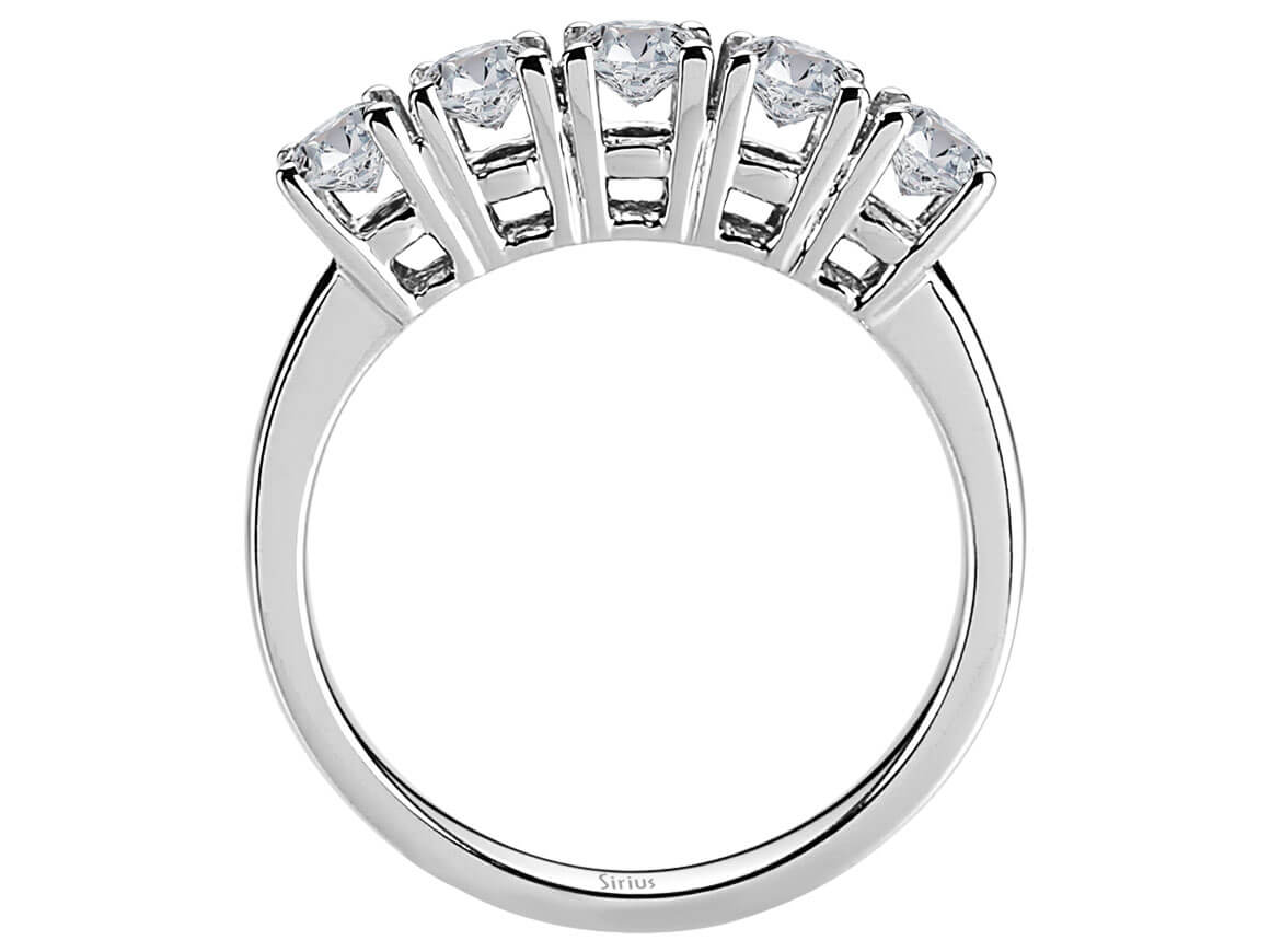 0,96 Carat 5 Diamanten Allianz in 14 K Weißgold - handgefertigter Diamantschmuck aus Feingold | Sirius Diamant