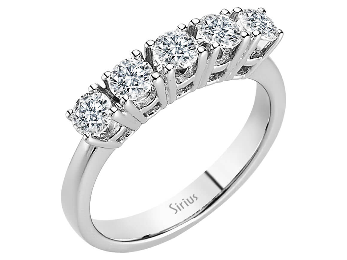 0,96 Carat 5 Diamanten Allianz in 14 K Weißgold - handgefertigter Diamantschmuck aus Feingold | Sirius Diamant