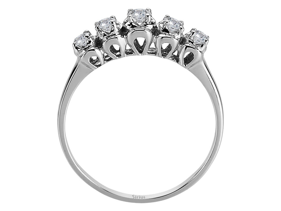 0,28 Carat Diamant 5 Diamanten Allianz in 18K Weißgold - handgefertigter Diamantschmuck aus Feingold | Sirius Diamant