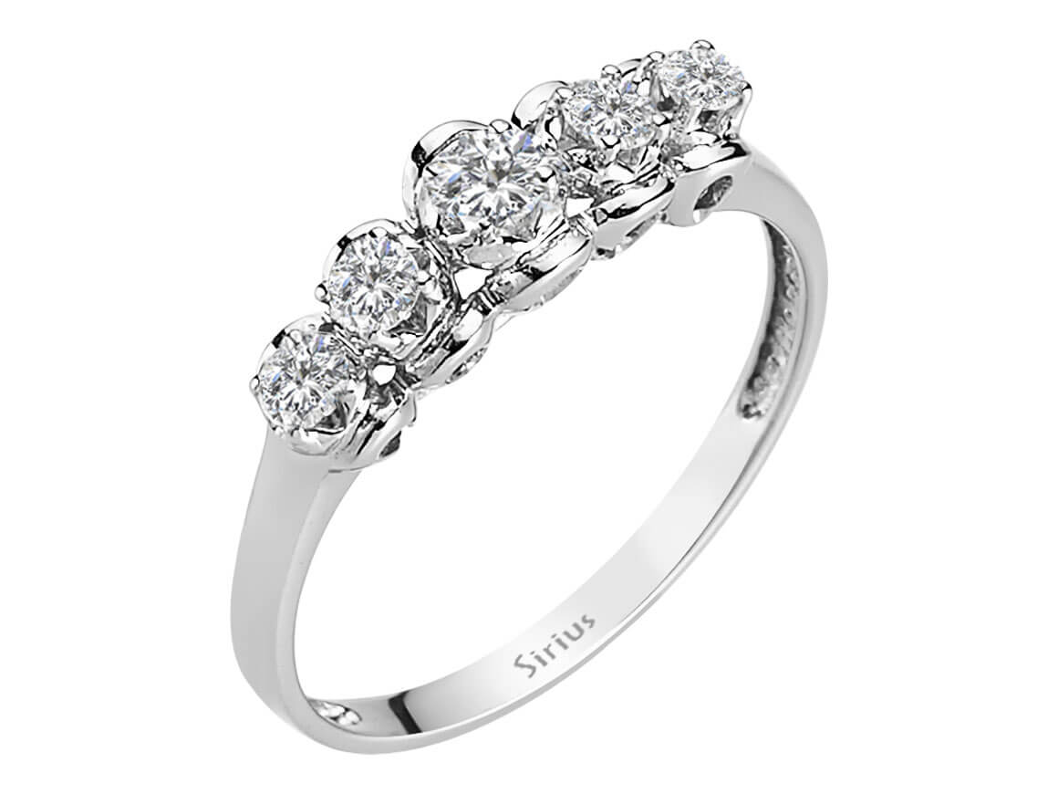 0,28 Carat Diamant 5 Diamanten Allianz in 18K Weißgold - handgefertigter Diamantschmuck aus Feingold | Sirius Diamant
