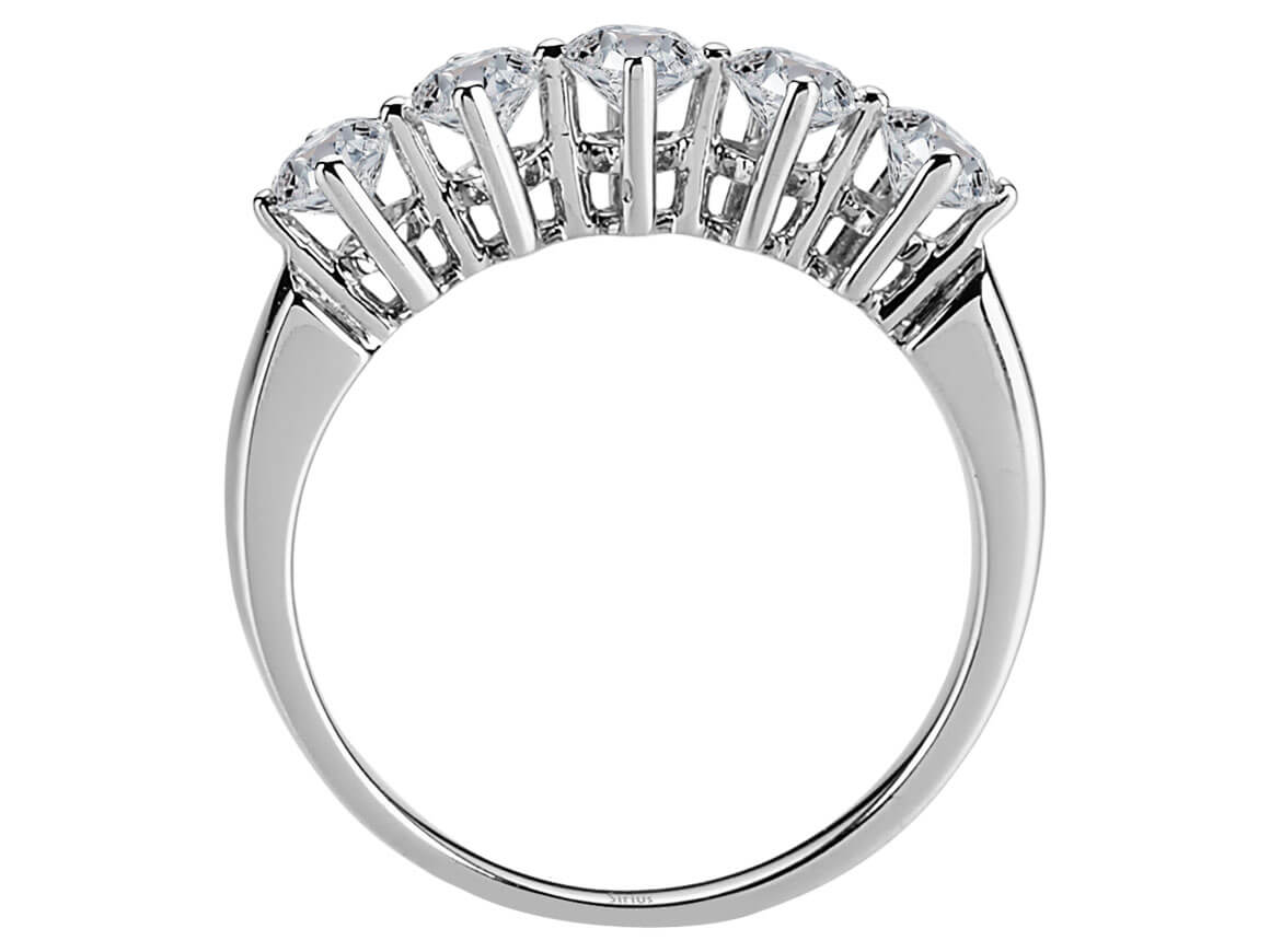 0,96 Carat 5 Diamanten Allianz in 585er 14 K Weißgold - handgefertigter Diamantschmuck aus Feingold | Sirius Diamant