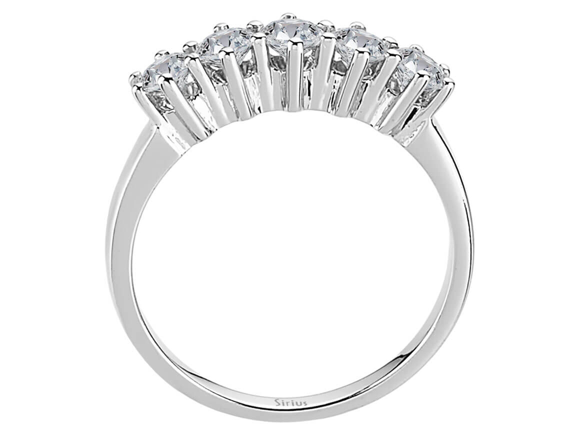 0,80 Karat 5 Diamanten Allianz in 14 Karat Weißgold - handgefertigter Diamantschmuck aus Feingold | Sirius Diamant