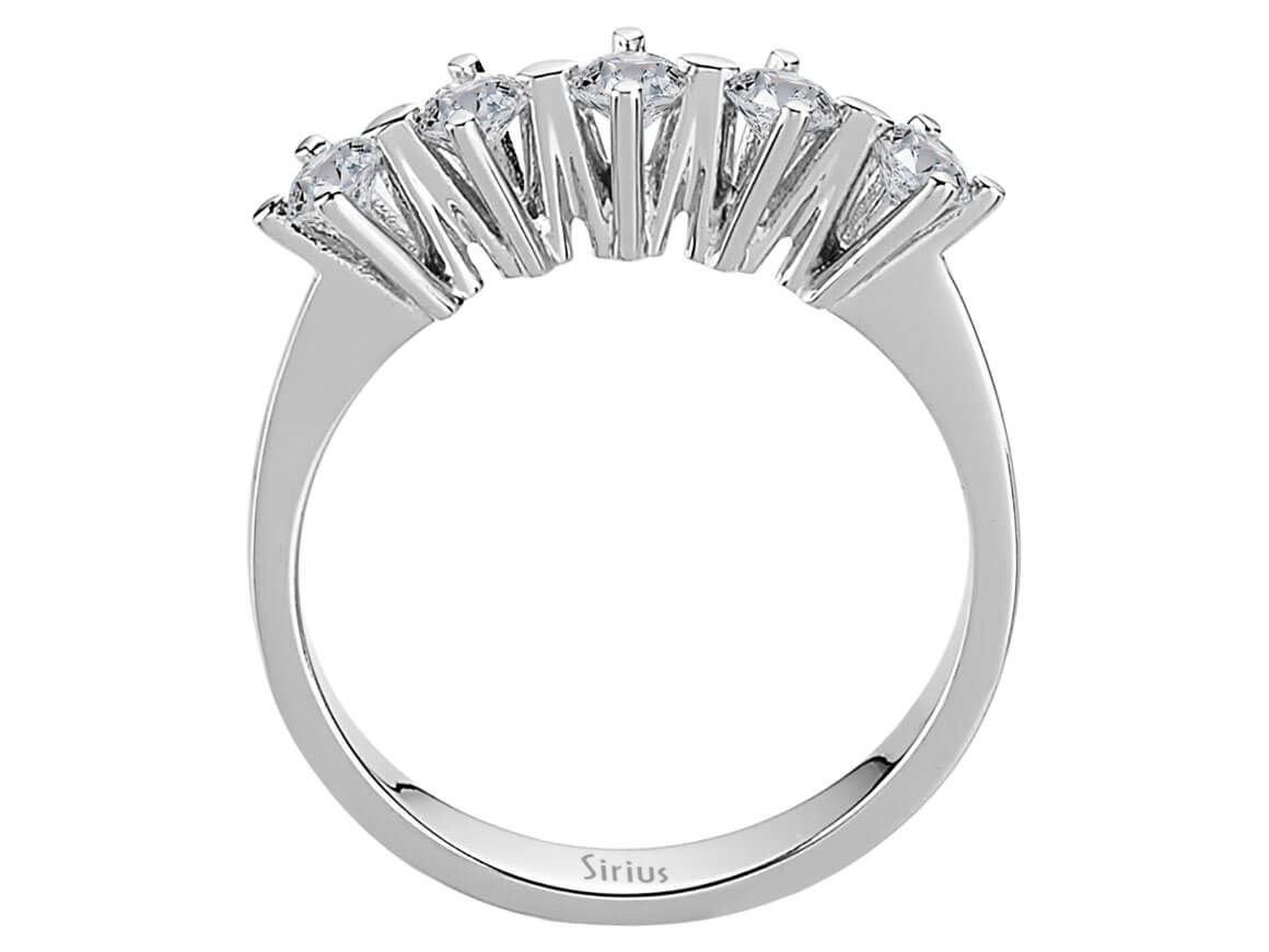 0,53 Carat Diamant 5 Diamanten Allianz in 14 Karat Weißgold - handgefertigter Diamantschmuck aus Feingold | Sirius Diamant