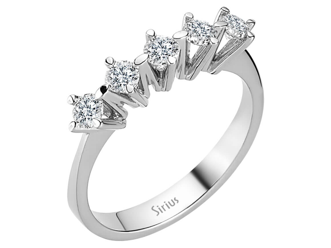 0,53 Carat Diamant 5 Diamanten Allianz in 14 Karat Weißgold - handgefertigter Diamantschmuck aus Feingold | Sirius Diamant