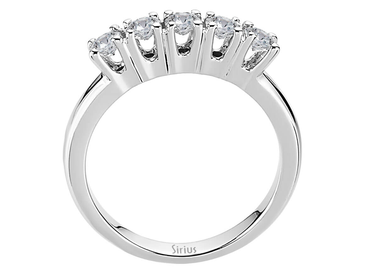 0,65 Carat Diamant 5 Diamanten Allianz in 585er 14 K Weißgold – handgefertigter Diamantschmuck aus Feingold | Sirius Diamant