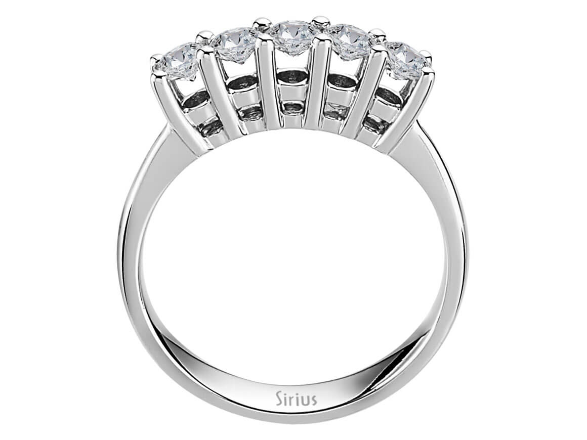 0,71 Carat Diamant 5 Diamanten Allianz in 585er 14 K Weißgold - handgefertigter Diamantschmuck aus Feingold | Sirius Diamant