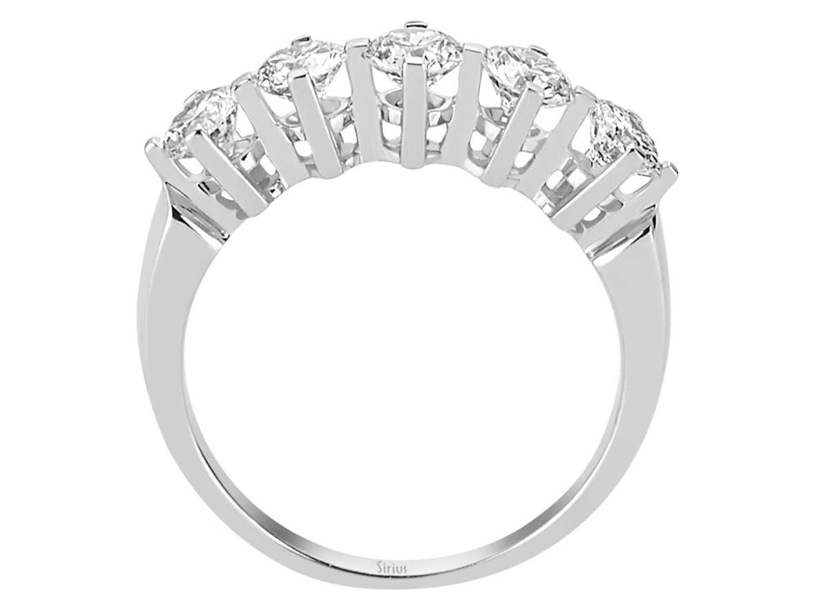 1,23 Karat Diamant 5 Diamanten Allianz in 585er 14 Karat Weißgold - handgefertigter Diamantschmuck aus Feingold | Sirius Diamant