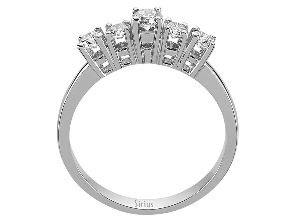 0,58 Carat Diamant 5 Diamanten Allianz in 14 K Weißgold - handgefertigter Diamantschmuck aus Feingold | Sirius Diamant
