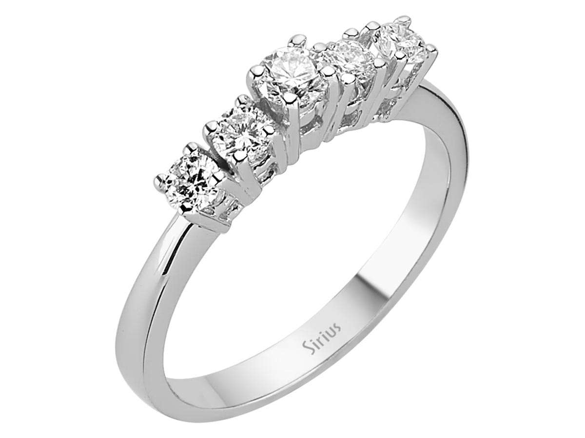 0,58 Carat Diamant 5 Diamanten Allianz in 14 K Weißgold - handgefertigter Diamantschmuck aus Feingold | Sirius Diamant
