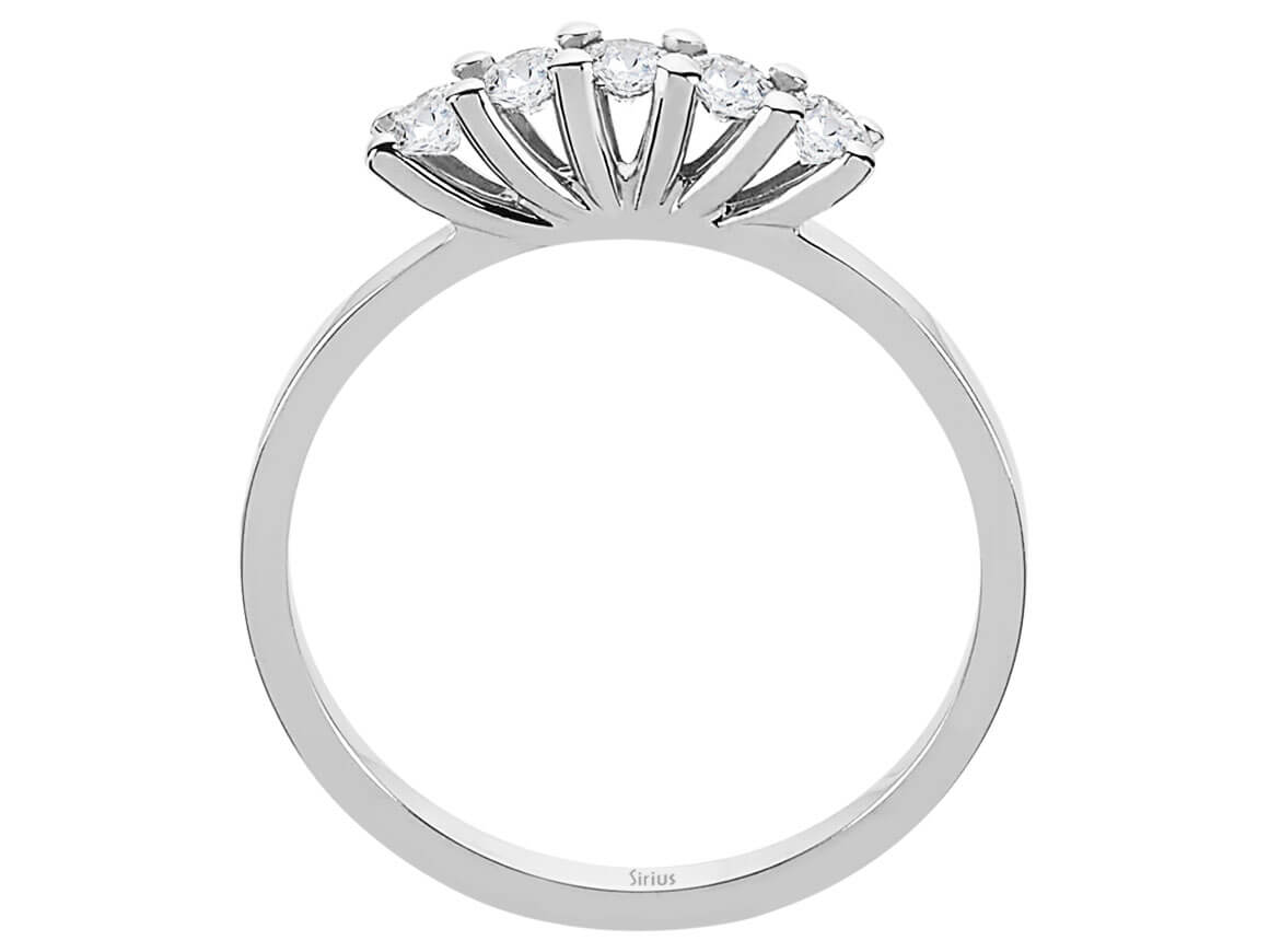 0,37 Karat Diamant 5 Diamanten Allianz in 14 K Weißgold – handgefertigter Diamantschmuck aus Feingold | Sirius Diamant